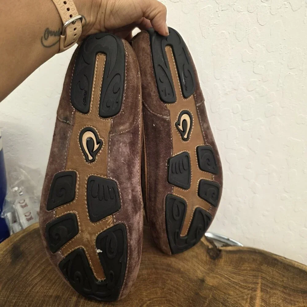 Olukai Mens 10.5 Lokahi Driving Moccasin Shoes Suede Slip On Loafer Casual